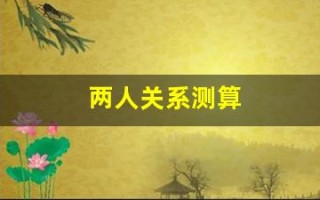两人关系测算(两人关系测算方法)