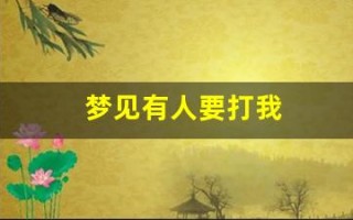 梦见有人要打我(梦见有人要打我我拼命跑和躲藏)
