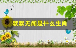 默默无闻是什么生肖(默默无闻是什么生肖呢)