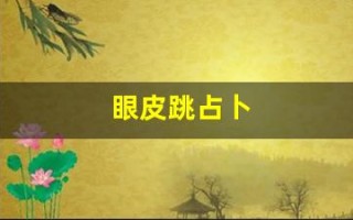 眼皮跳占卜(眼皮跳占卜六爻)
