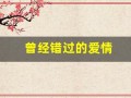 曾经错过的爱情(曾经错过的爱情歌词)