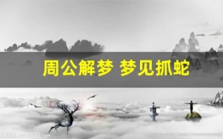 周公解梦 梦见抓蛇(周公解梦梦见抓蛇是什么预兆)