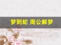 梦到蛇 周公解梦(梦到蛇周公解梦原文)