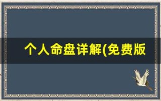 个人命盘详解(免费版)(个人命盘详解免费版专业细盘)