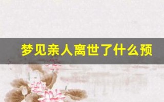 梦见亲人离世了什么预兆(梦见奶奶离世了什么预兆)