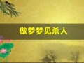 做梦梦见杀人(做梦梦见杀人被抓)