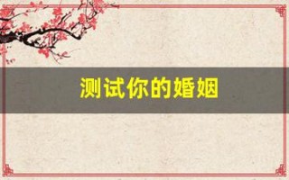 测试你的婚姻(测试你的婚姻是什么结局)
